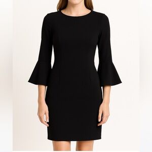 Alfred Sung Black Bell Sleeve Sheath Dress Size Small